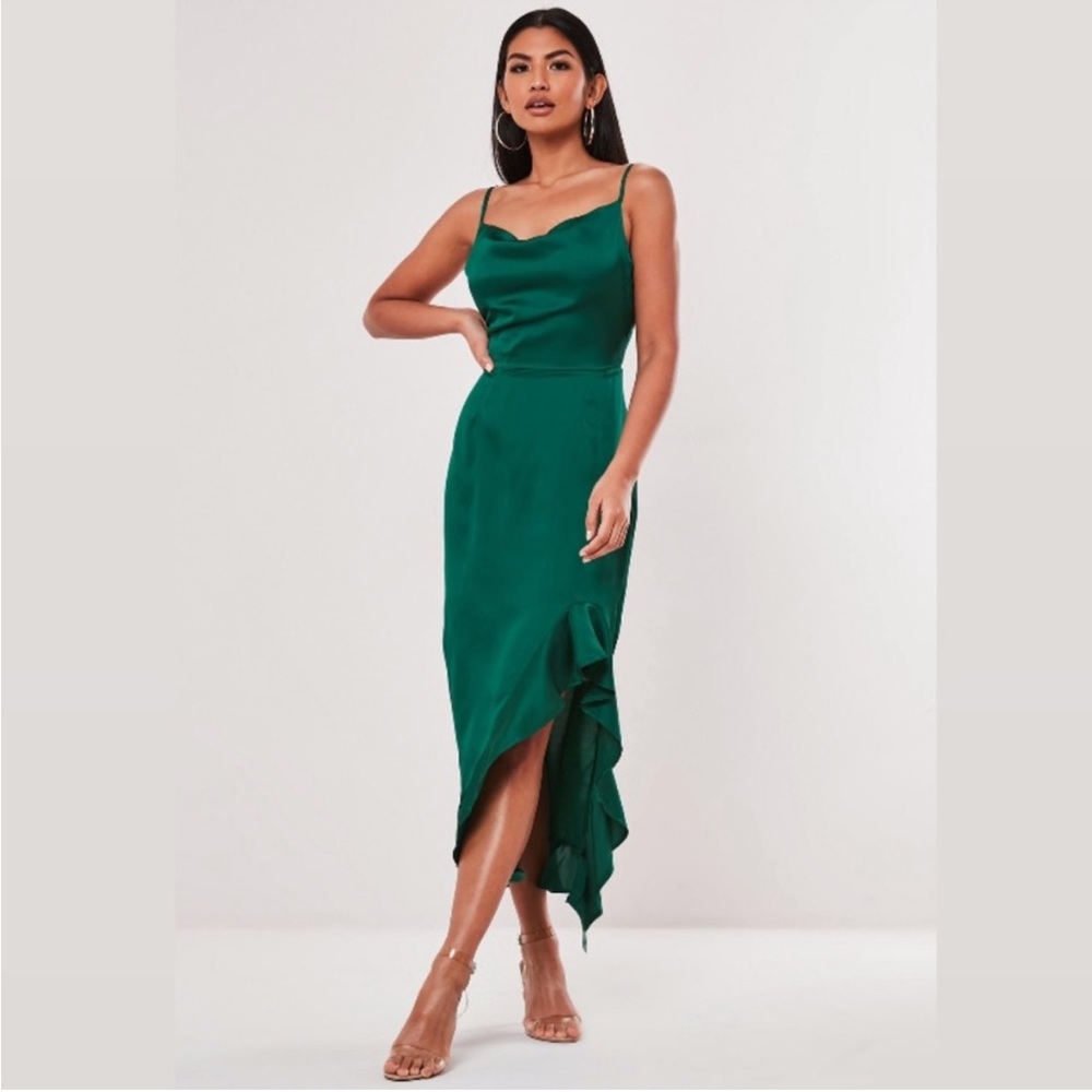 NWT Missguided Cami Ruffle Side Midi Dress - Picture 1 of 6